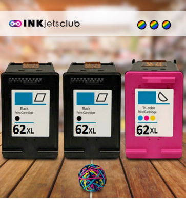 3 Multipack HP 62XL Black & Colour High Yield Remanufactured Ink Cartridges
