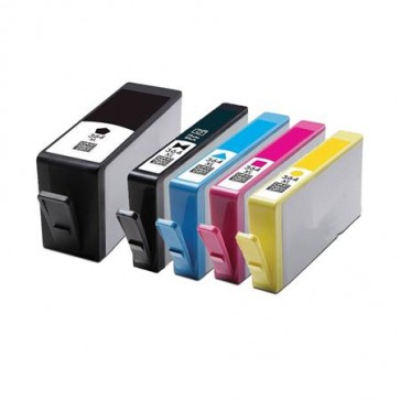 5 Multipack HP 364XL BK/C/M/Y/PBK High Yield Remanufactured Ink Cartridges. Includes 1 Photo Black, 1 Black, 1 Cyan, 1 Magenta, 1 Yellow