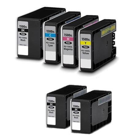 6 Multipack Canon PGI-1500XL BK/C/M/Y High Yield Compatible Ink Cartridges. Includes 3 Black, 1 Cyan, 1 Magenta, 1 Yellow 6 Multipack Canon PGI-1500XL BK/C/M/Y High Yield Compatible Ink Cartridges. Includes 3 Black, 1 Cyan, 1 Magenta, 1 Yellow