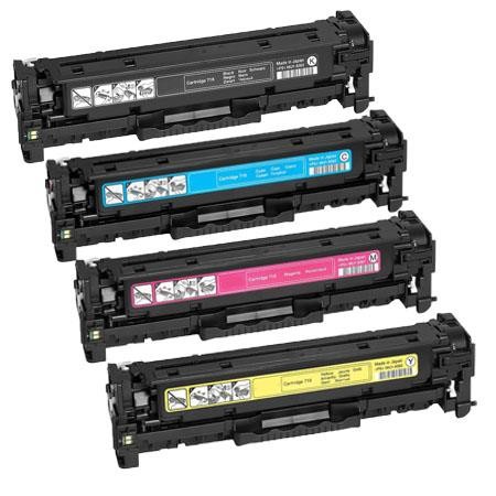 4 Multipack Canon 718 BK/C/M/Y High Quality Remanufactured Laser Toners. Includes 1 Black, 1 Cyan, 1 Magenta, 1 Yellow