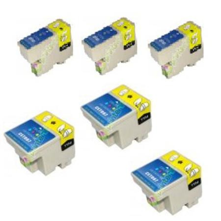 6 Multipack Epson T066 Black & T067 Colour High Quality Remanufactured Ink Cartridges. Includes 3 Black, 3 Colour