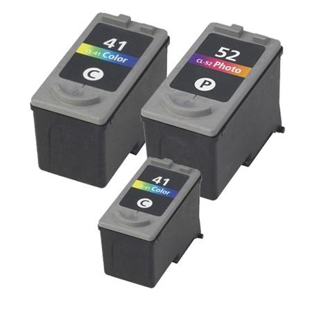 3 Multipack Canon CL-41 Colour & CL-52 Photo High Quality Remanufactured Ink Cartridges. Includes 1 Photo Black, 2 Colour