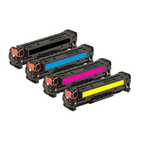 4 Multipack HP 131X (CF210X) High Quality Remanufactured Laser Toners. Includes 1 Black, 1 Cyan, 1 Magenta, 1 Yellow