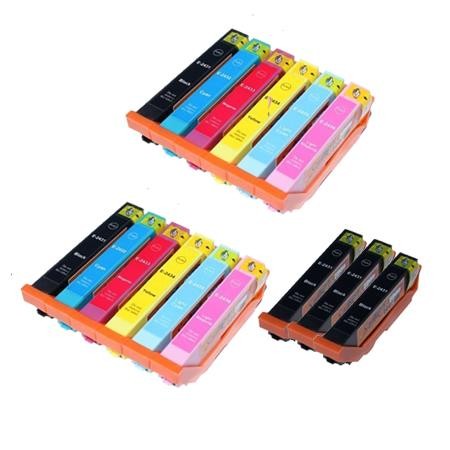 15 Multipack Epson 24XL (T2438) High Yield Remanufactured Ink Cartridges. Includes 5 Black, 2 Cyan, 2 Magenta, 2 Yellow, 2 LIght Cyan, 2 Light Magenta