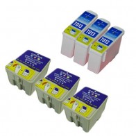 6 Multipack Epson T013 Black & T014 Colour High Quality Remanufactured Ink Cartridges. Includes 3 Black, 3 Colour