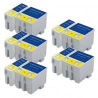 10 Multipack Epson T050 Black & T053 Colour High Quality Remanufactured Ink Cartridges. Includes 5 Black, 5 Colour