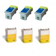 6 Multipack Epson T017 Black & T018 Colour High Quality Remanufactured Ink Cartridges. Includes 3 Black, 3 Colour