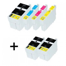 6 Multipack Epson 27XL BK/C/M/Y High Yield Remanufactured Ink Cartridges. Includes 3 Black, 1 Cyan, 1 Magenta, 1 Yellow