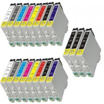 19 Multipack Epson T0540/1/2/3/4/7/8/9 High Quality Remanufactured Ink Cartridges. Includes 5 Mattle Black, 2 Photo Black, 2 Cyan, 2 Magenta, 2 Yellow, 2 Red, 2 Blue, 2 White