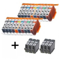 26 Multipack Canon PGI-9 PBK/MBK/C/M/Y/PC/PM/R/G/GY High Quality Compatible Ink Cartridges. Includes 5 Matte Black, 5 Photo Black, 2 Cyan, 2 Magenta, 2 Yellow, 2 Photo Cyan, 2 Photo Magenta, 2 Green, 2 Grey, 2 Red