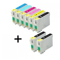 8 Multipack Epson T0487 BK/C/M/Y/LC/LM High Quality Remanufactured Ink Cartridges. Includes 3 Black, 1 Cyan, 1 Magenta, 1 Yellow, 1 Light Cyan, 1 Light Magenta