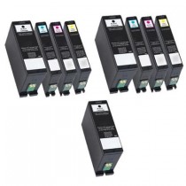 9 Multipack Dell Series 33 (592-11811-15) High Quality Remanufactured Ink Cartridges. Includes 3 Black, 2 Cyan, 2 Magenta, 2 Yellow