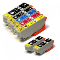 7 Multipack Epson 26XL BK/C/M/Y/PBK High Yield Remanufactured Ink Cartridges. Includes 1 Photo Black, 3 Black, 1 Cyan, 1 Magenta, 1 Yellow