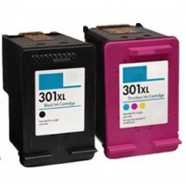 2 Multipack HP 301XL Black & Colour High Yield Remanufactured Ink Cartridges. Includes 1 Black, 1 Colour