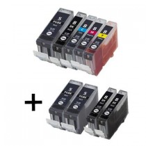 9 Multipack Canon PGI-5 BK & CLI-8 C/M/Y High Quality Compatible Ink Cartridges. Includes 3 Photo Black, 3 Black, 1 Cyan, 1 Magenta, 1 Yellow