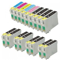 17 Multipack Epson T0961/2/3/4/5/6/7/8/9 High Quality Remanufactured Ink Cartridges. Includes 12 Black, 1 Cyan, 1 Magenta, 1 Yellow, 1 LIght Cyan, 1 Light Magenta