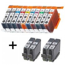 14 Multipack Canon PGI-9 PBK/MBK/C/M/Y/PC/PM/R/G/GY High Quality Compatible Ink Cartridges. Includes 5 Matte Black, 1 Photo Black, 1 Cyan, 1 Magenta, 1 Yellow, 1 Photo Cyan, 1 Photo Magenta, 1 Green, 1 Grey, 1 Red