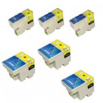 6 Multipack Epson T066 Black & T067 Colour High Quality Remanufactured Ink Cartridges. Includes 3 Black, 3 Colour