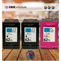 3 Multipack HP 62XL Black & Colour High Yield Remanufactured Ink Cartridges