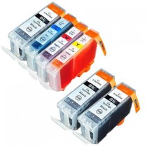 6 Multipack Canon BCI-3e BK/C/M/Y High Quality Compatible Ink Cartridges. Includes 3 Black, 1 Cyan, 1 Magenta, 1 Yellow