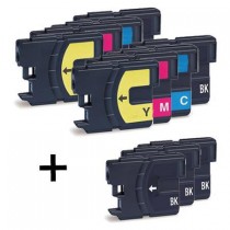 11 Multipack Brother LC 1100 High Yield MultiMultipack. Includes 5 Black, 2 Cyan, 2 Magenta, 2 Yellow Compatible Ink Cartridges