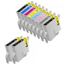 10 Multipack Epson T0341/2/3/4/5/6/7/8 High Quality Remanufactured Ink Cartridges. Includes 4 Extra Black, 1 Cyan, 1 Magenta, 1 Yellow, 1 LIght Cyan, 1 Light Magenta, 1 Grey