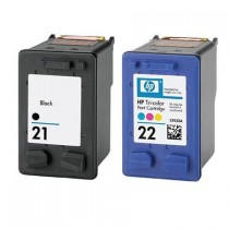 2 Multipack HP 21 Black & HP22 Colour High Quality Remanufactured Ink Cartridges. Includes 1 Black, 1 Colour