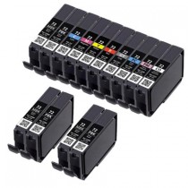 14 Multipack Canon PGI-72 MBK/PBK/C/M/Y/R/GY/PC/PM/CO High Quality Compatible Ink Cartridges. Includes 3 Matte Black, 3 Photo Black, 1 Cyan, 1 Magenta, 1 Yellow, 1 Red,1 Grey, 1 Photo Cyan, 1 Photo Magenta, 1 Chroma Optimiser