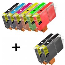 8 Multipack Canon BCI-6 BK/C/M/Y/R/G High Quality Compatible Ink Cartridges. Includes 3 Black, 1 Cyan, 1 Magenta, 1 Yellow, 1 Red, 1 Green