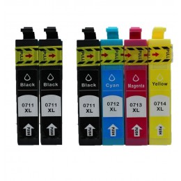 6 Multipack Epson T0715 BK/C/M/Y High Quality Remanufactured Ink Cartridges. Includes 3 Black, 1 Cyan, 1 Magenta, 1 Yellow