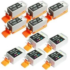 10 Multipack Canon BCI-15 Black & BCI-16 Colour High Quality Compatible Ink Cartridges. Includes 5 Black, 5 Colour