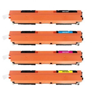 4 Multipack HP 130A (CF350A-53A) High Quality Remanufactured Laser Toners. Includes 1 Black, 1 Cyan, 1 Magenta, 1 Yellow