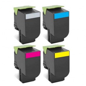 4 Multipack Lexmark 80C2XKE High Quality Remanufactured Laser Toners. Includes 1 Black, 1 Cyan, 1 Magenta, 1 Yellow