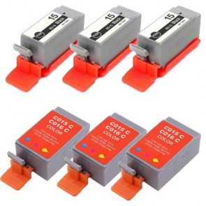 6 Multipack Canon BCI-15 Black & BCI-16 Colour High Quality Compatible Ink Cartridges. Includes 3 Black, 3 Colour
