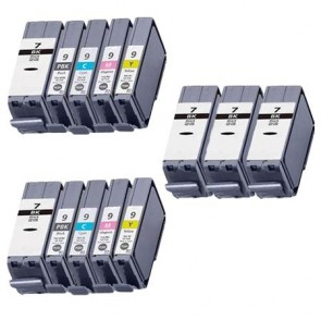 13 Multipack Canon PGI-7 BK & PGI-9 PBK/C/M/Y High Quality Compatible Ink Cartridges. Includes 5 Black, 2 Photo Black, 2 Cyan, 2 Magenta, 2 Yellow