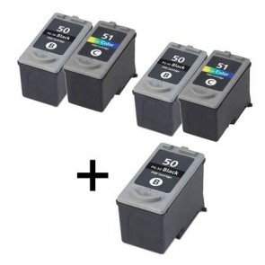 5 Multipack Canon PG-50 Black & CL-51 Colour High Quality Remanufactured Ink Cartridges. Includes 3 Black, 2 Colour