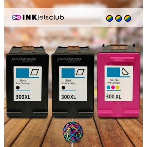 HP 300XL Multi Pack High Yield Remanufactured Ink Cartridges. Includes 2 Black and 1 Colour