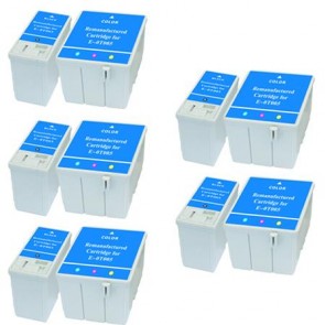 10 Multipack Epson T003 Black & T005 Colour High Quality Remanufactured Ink Cartridges. Includes 5 Black, 5 Colour