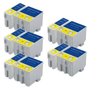 10 Multipack Epson T050 Black & T053 Colour High Quality Remanufactured Ink Cartridges. Includes 5 Black, 5 Colour