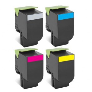 4 Multipack Lexmark 80C2SK0 High Quality Remanufactured Laser Toners. Includes 1 Black, 1 Cyan, 1 Magenta, 1 Yellow