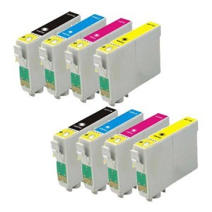 8 Multipack Epson T1285 BK/C/M/Y High Quality Remanufactured Ink Cartridges. Includes 2 Black, 2 Cyan, 2 Magenta, 2 Yellow