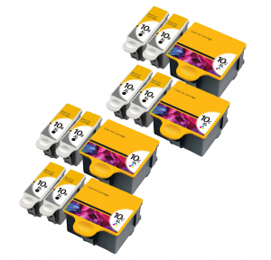 12 Multipack Kodak 10 XL High Yield Compatible Ink Cartridges. Includes 8 Black, 4 Colour