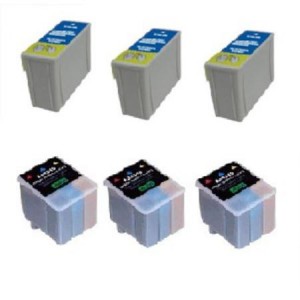 6 Multipack Epson S020062 Black & S020049 Colour High Quality Remanufactured Ink Cartridges. Includes 3 Black, 3 Colour