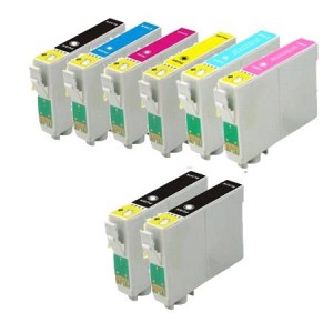 8 Multipack Epson T0807 BK/C/M/Y/LC/LM High Quality Compatible Ink Cartridges. Includes 3 Black, 1 Cyan, 1 Magenta, 1 Yellow, 1 Light Cyan, 1 Light Magenta