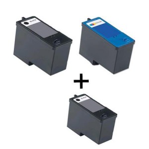 3 Multipack Dell Series 5 (J5566/J5567) High Quality Remanufactured Ink Cartridges. Includes 2 Black, 1 Colour