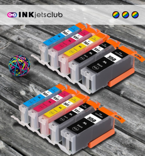 Canon PGI 550 & CLI 551 High Yield 10 Compatible Ink Cartridges Multipack.  Includes 2 Pigment Black, 2 Black, 1 Cyan, 1 Magenta, 1 Yellow